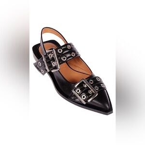 Ganni buckle flat
